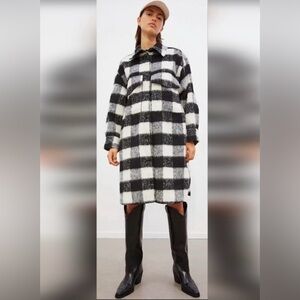 H&M oversized long plaid shacket